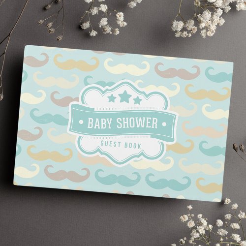 Mustache Boy Cute Baby Shower Guest Book