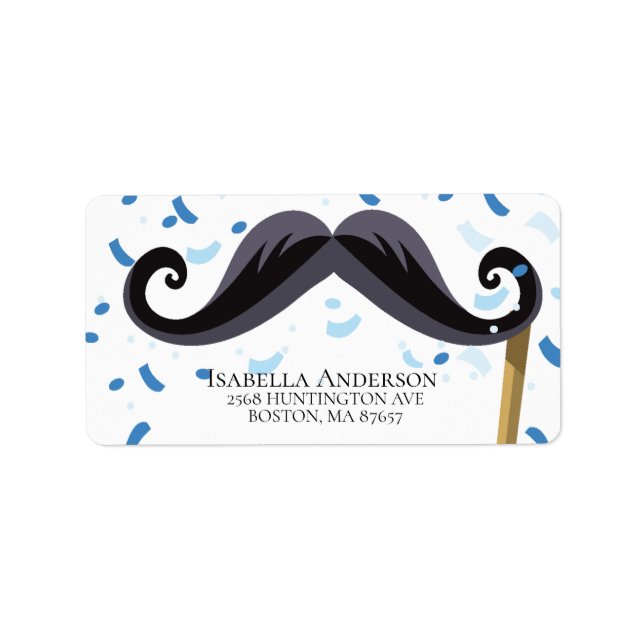 Mustache Boys Baby Shower Address Label (Front)