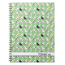 Mustache Bunny + Emotes Pattern Celery Green Notebook