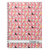 Mustache Bunny + Emotes Pattern Pink Coral Notebook