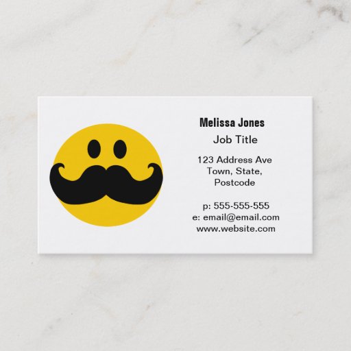 Customizable Mustache Smiley Business Cards