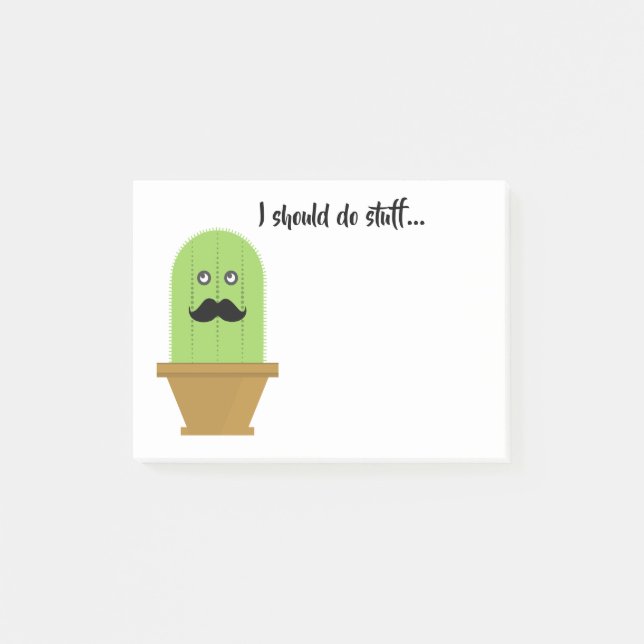 Mustache Cactus Sticky Notes (Front)