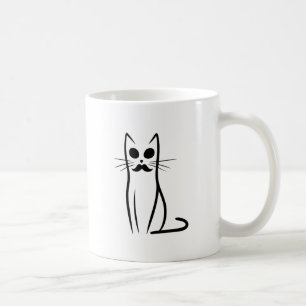 Mustache Cat Dad Abstract Cat Papa Funny Minimalis Coffee Mug