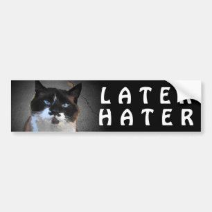 Mustache Cat Says Later Hater Bumper Sticker