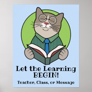 Mustache Cat Teacher Poster