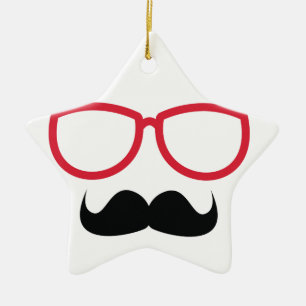 Mustache Ceramic Ornament