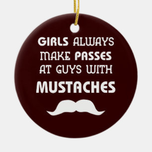 Mustache Ceramic Ornament