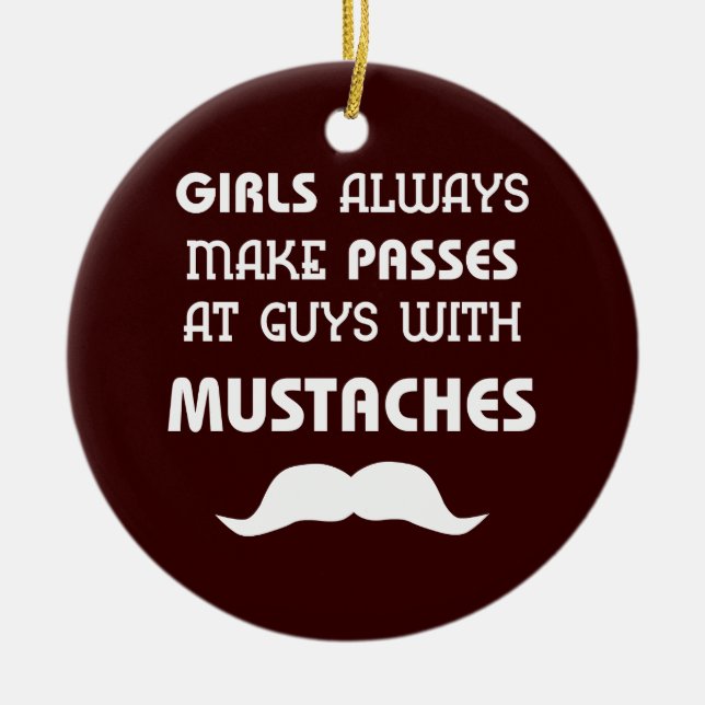 Mustache Ceramic Ornament (Front)