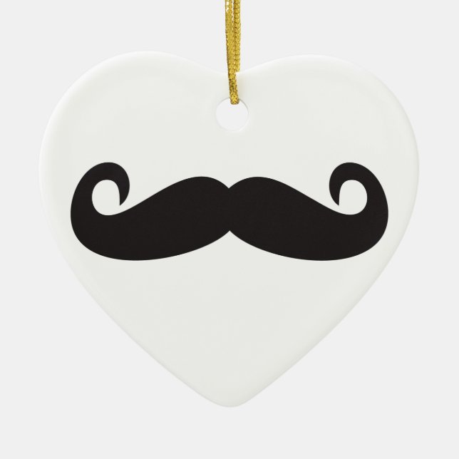 Mustache Ceramic Ornament (Front)