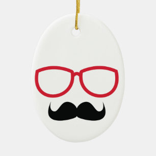 Mustache Ceramic Ornament