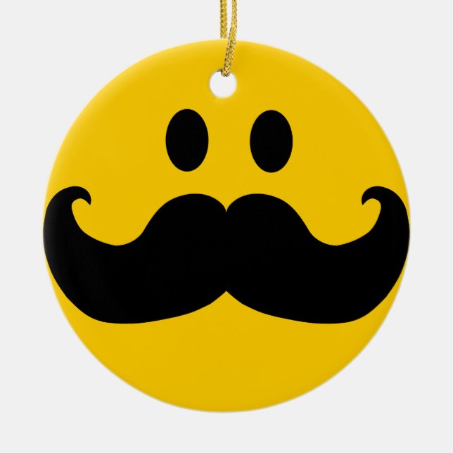 Mustache Ceramic Ornament (Front)