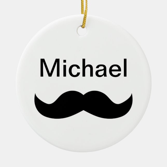 Mustache Ceramic Ornament (Front)