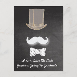 Mustache Chalk Design Save The Date Announcement Postcard