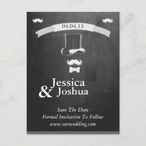 Mustache Chalk With Banner Postcard