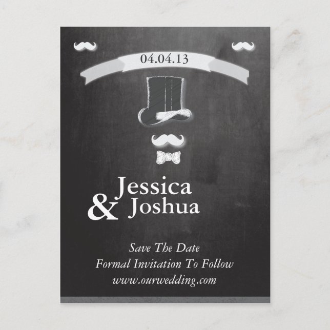 Mustache Chalk With Banner Postcard (Front)