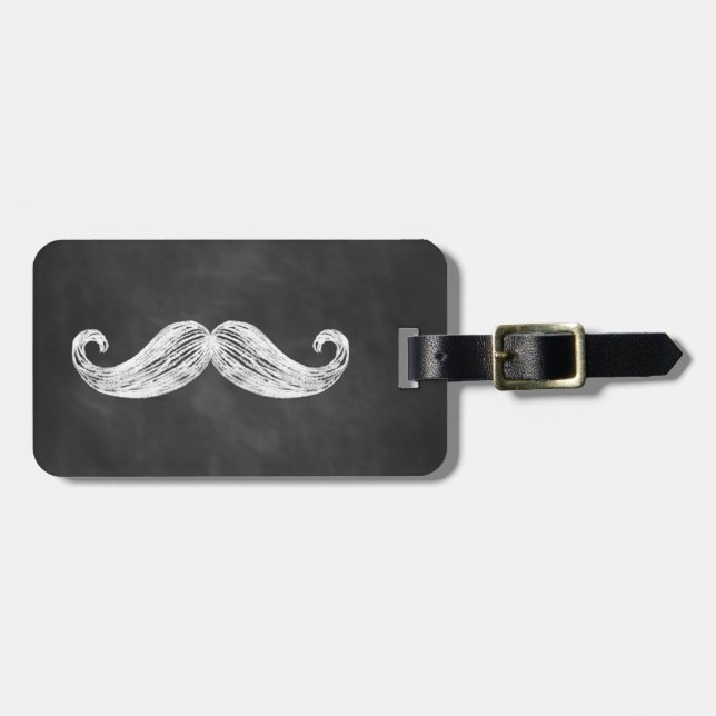 Mustache Chalkboard Luggage Tag (Front Horizontal)
