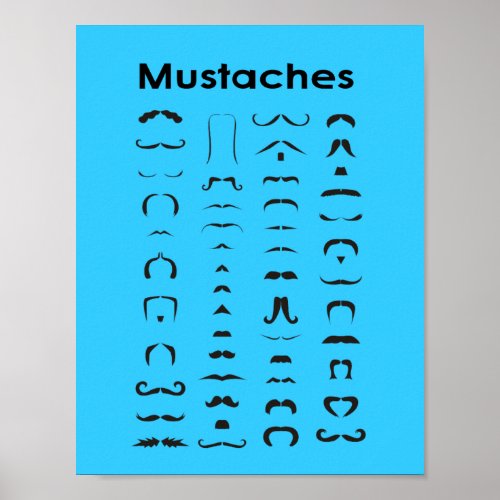 Mustache Chart Poster  Funny Gift