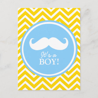 Mustache chevron baby boy shower invitation postcard