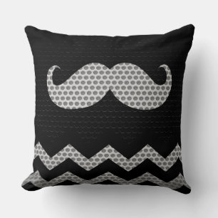 Mustache Chevron Hole Throw Pillow