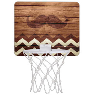 Mustache Chevron Stripes Wood #2 Mini Basketball Hoop