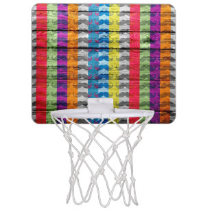 Mustache Chevron Stripes Wood #5 Mini Basketball Hoop