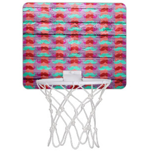 Mustache Chevron Stripes Wood #7 Mini Basketball Hoop