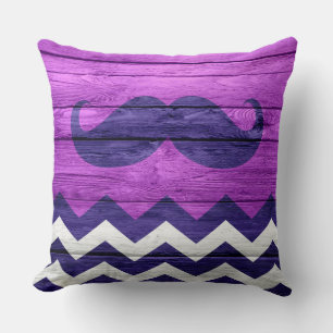 Mustache Chevron Vintage Wooden #2 Throw Pillow