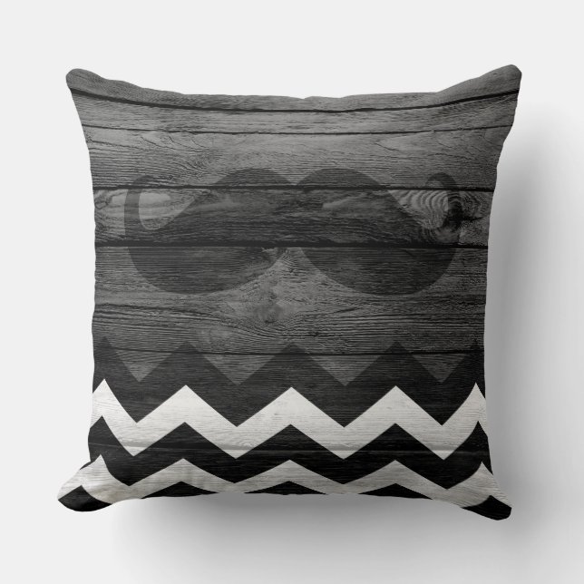 Mustache Chevron Vintage Wooden #4 Throw Pillow (Front)