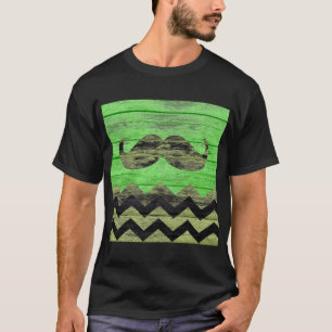 Mustache Chevron Vintage Wooden T-Shirt