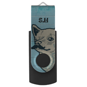 Mustache Chihuahua Graffiti Monogram Flash Drive