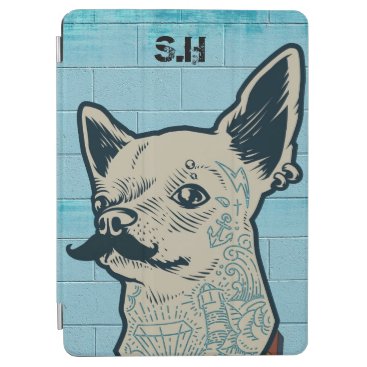 Mustache Chihuahua Graffiti Monogram iPad Air Cover