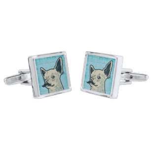 Mustache Chihuahua Graffiti Wall Cufflinks