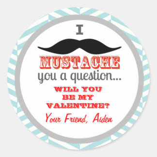 Mustache Children's Valentine's Day Sticker