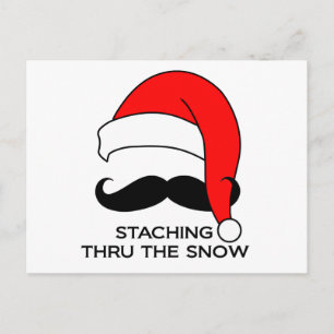 Mustache Christmas - Staching thru the snow Holiday Postcard