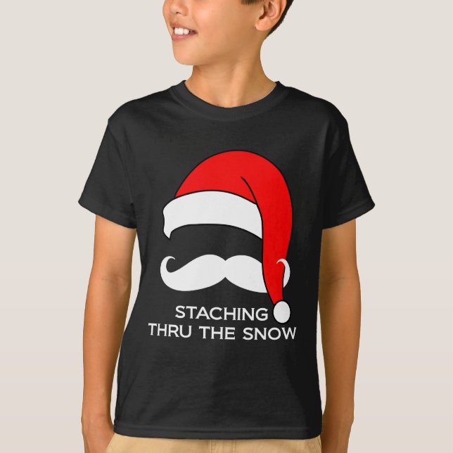 Mustache Christmas - Staching thru the Snow T-Shirt (Front)