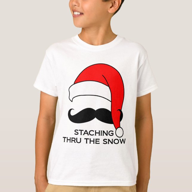 Mustache Christmas - Staching thru the snow T-Shirt (Front)
