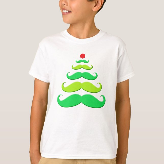 Mustache Christmas Tree Apparel T-Shirt (Front)