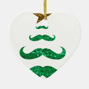 mustache christmas tree ceramic ornament