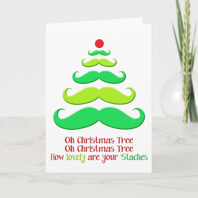 Mustache Christmas Tree - Holiday Card (Front)