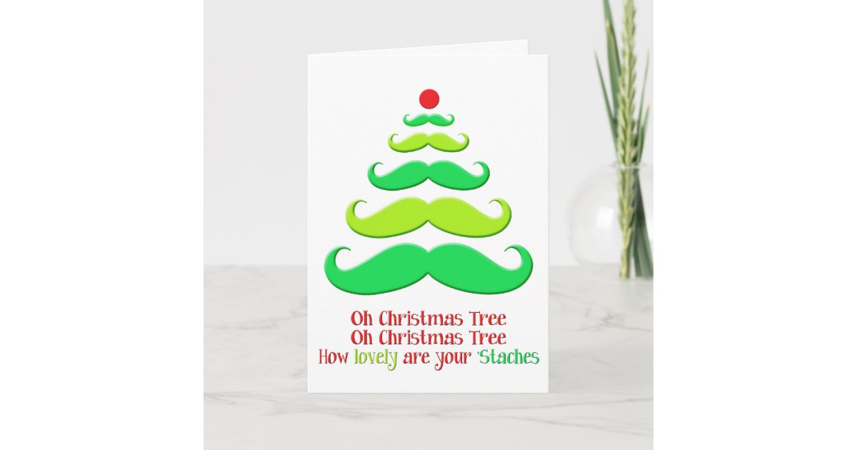 Mustache Christmas Tree - Holiday Card | Zazzle