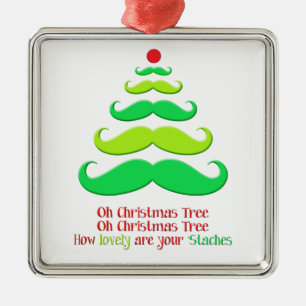 Mustache Christmas Tree Holiday Ornament