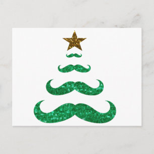 mustache christmas tree holiday postcard