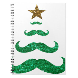 mustache christmas tree notebook