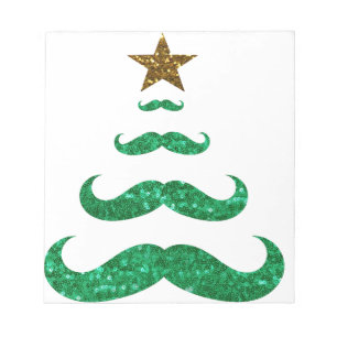 mustache christmas tree notepad