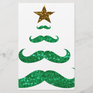 mustache christmas tree stationery