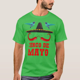 Mustache Cinco De Mayo Humming Bird Ribbon Hope  T-Shirt