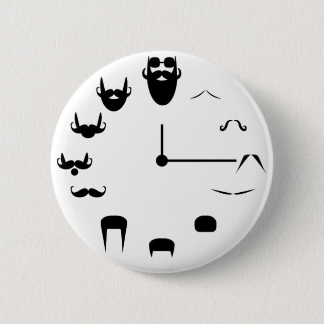 Mustache Clockface Button (Front)