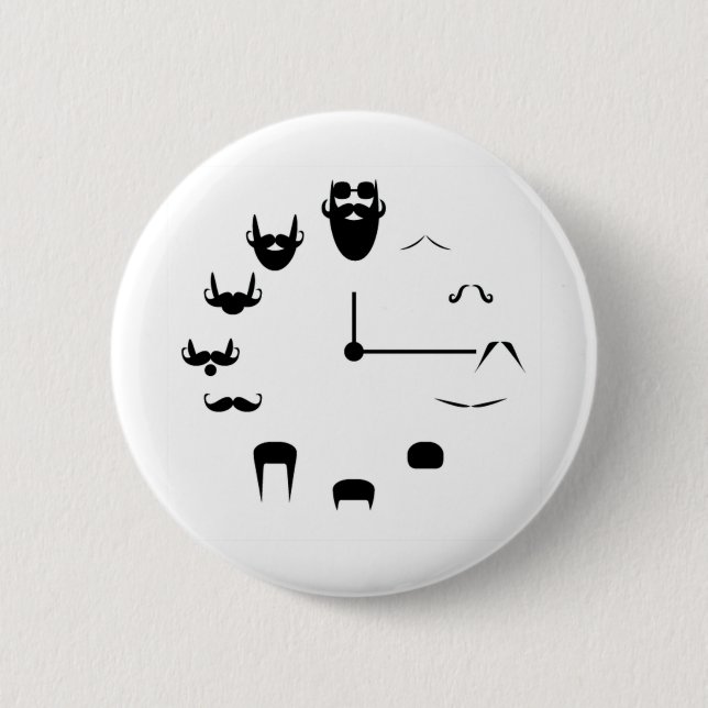 Mustache Clockface Button (Front)