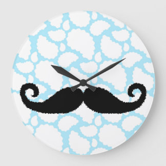 Mustache clouds large clock