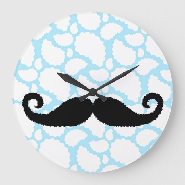 Mustache clouds large clock (Front)